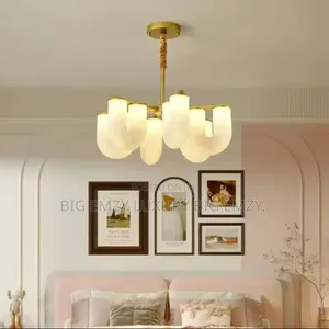 800mm U-Shaped Milk Glass Chandelier.