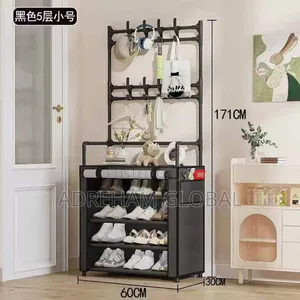 5layer 60cm Floor and Hat Shoe Rack With Rolling Cover