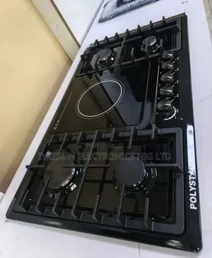 Original Quality Polystar Built-in 4+1 Black Stainless Steel Gas Ele