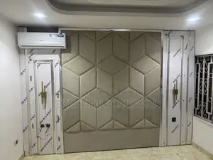 Modern Upholstered Bed With Geometric Padded Headboard