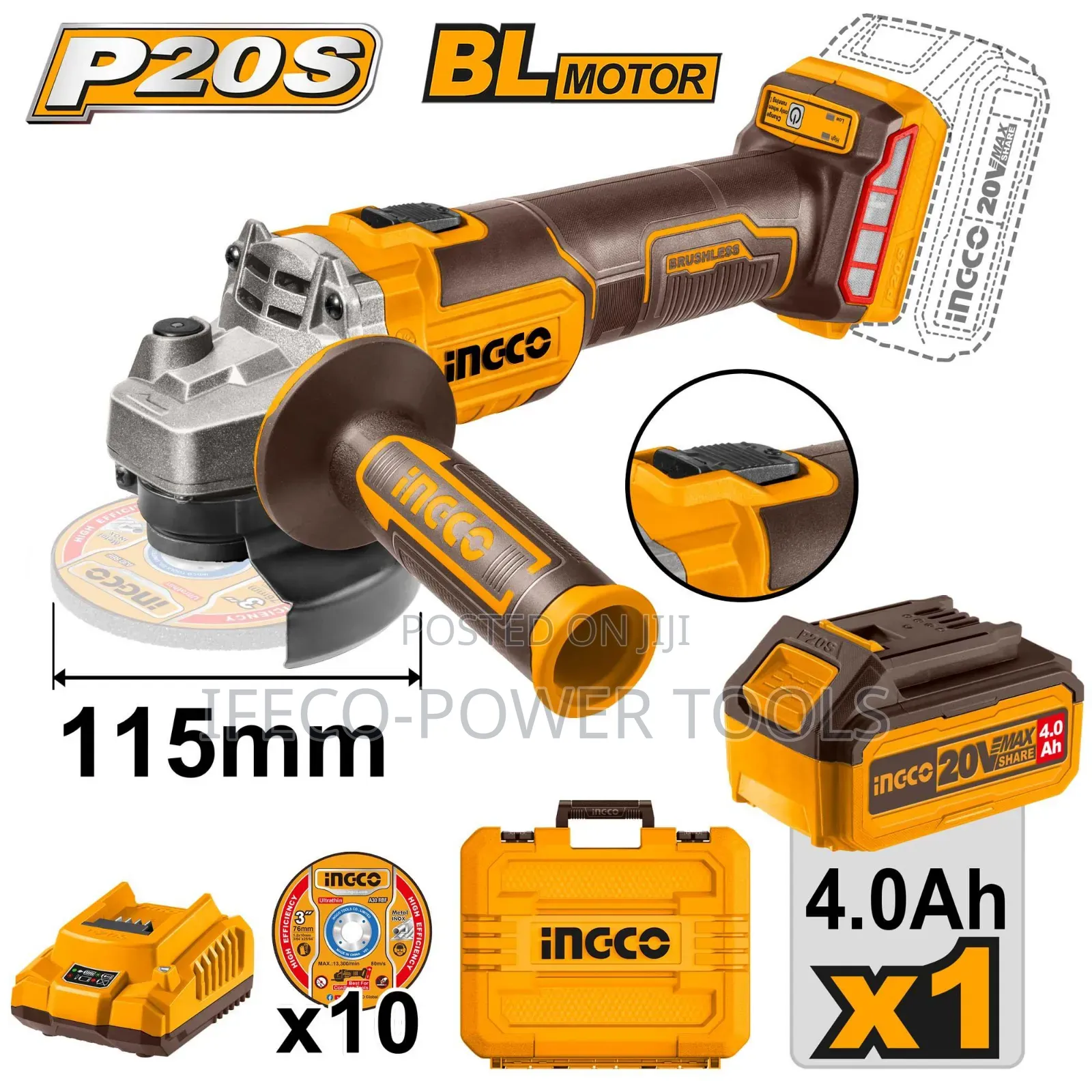 Ingco 20v Cordless Angle Grinder.