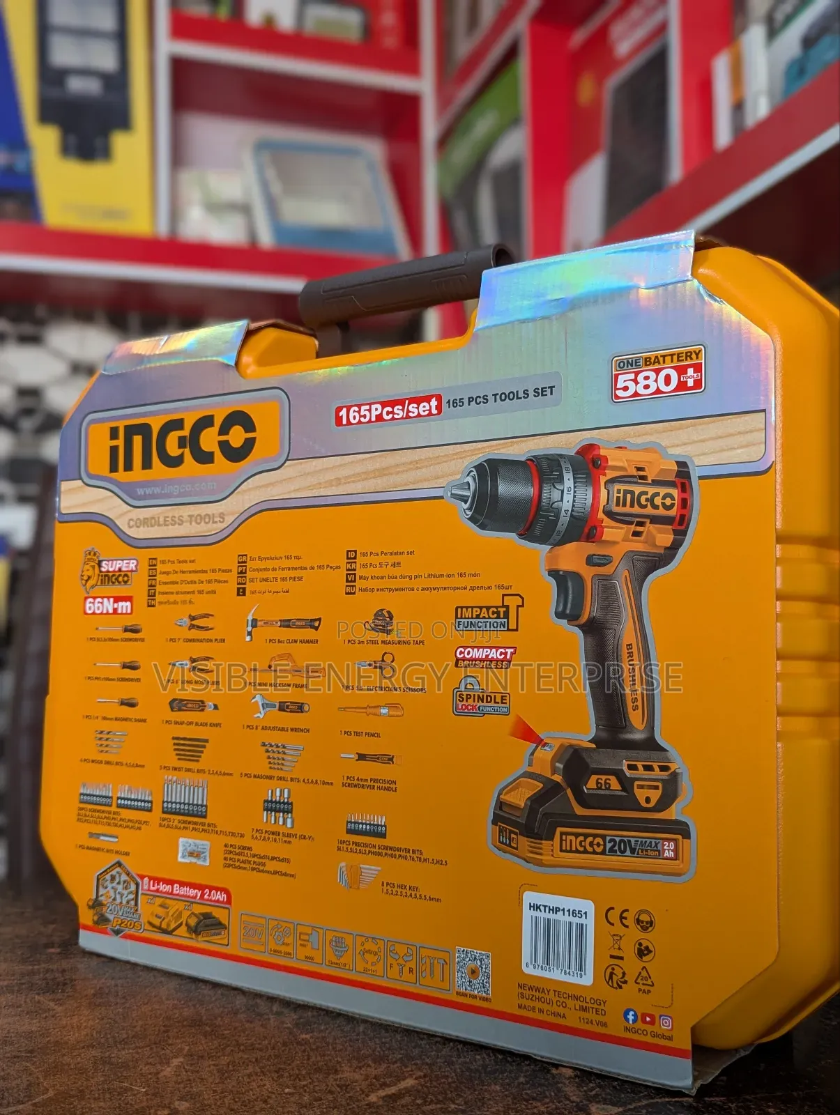 Ingco 165pcs/Set 20v Cordless Tools Set