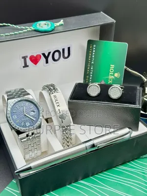 Rolex Men's Watch, Bracelet, Cufflinks And. Pen Set" Silver Set 