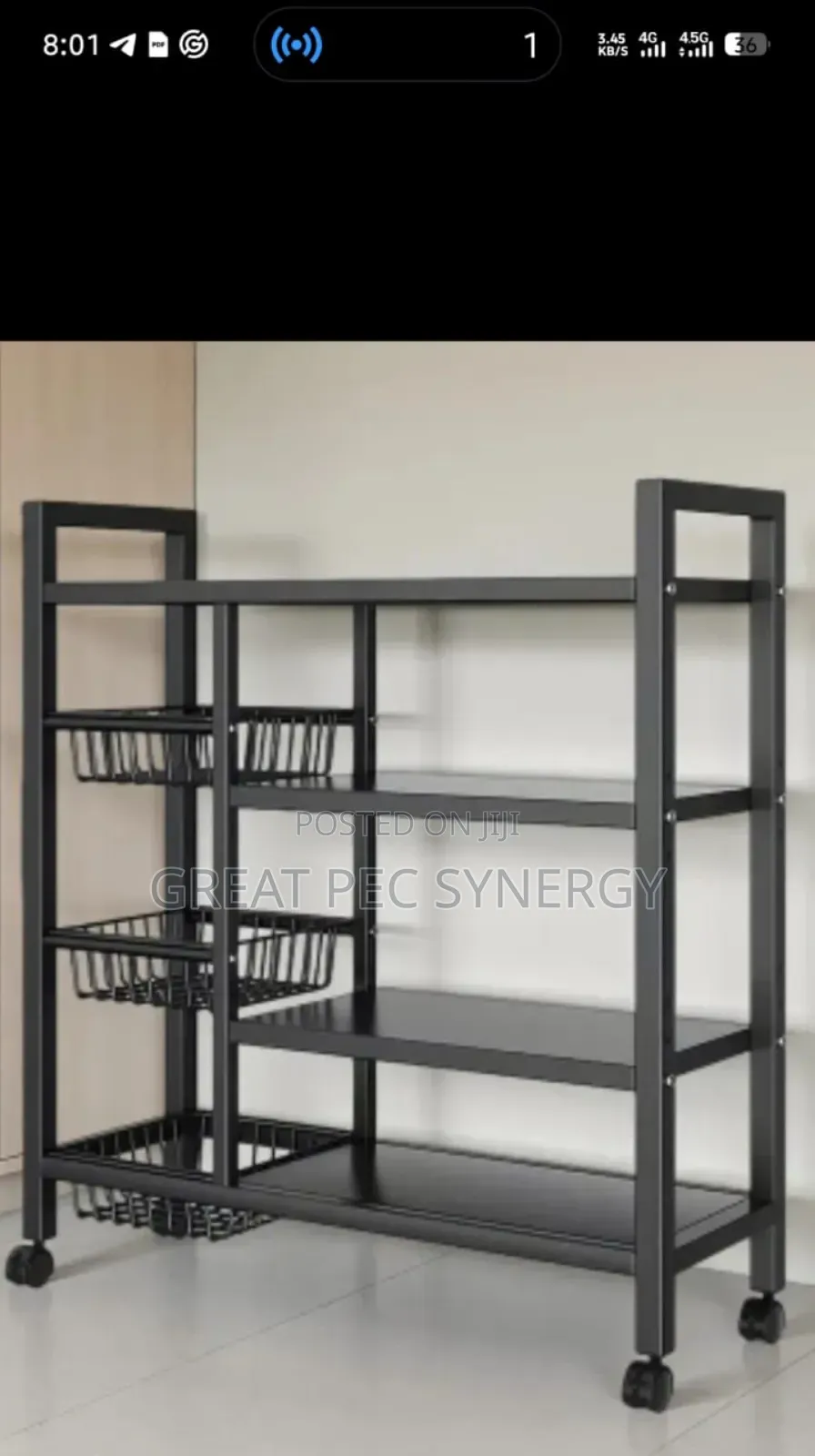 Standing Kitchen Rack With 3 Baskets