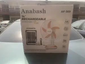 Anabash 14 Inches Solar and Electrical Rechargeable Fan + Two Bulbs