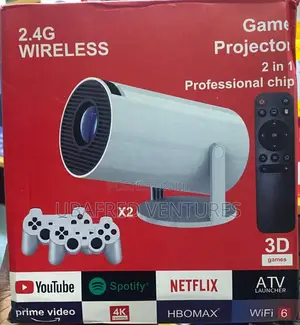 Projector And Game With 2 Wireless Controllers, Video Game Console