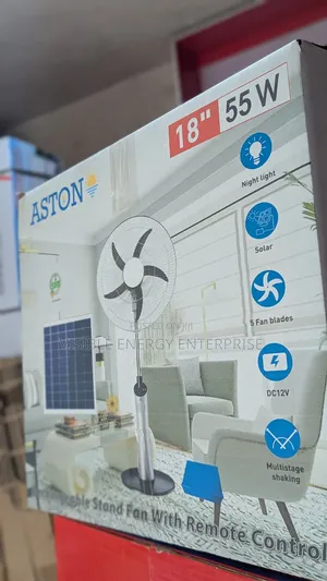 Aston 18" Solar Rechargeable Stand Fan