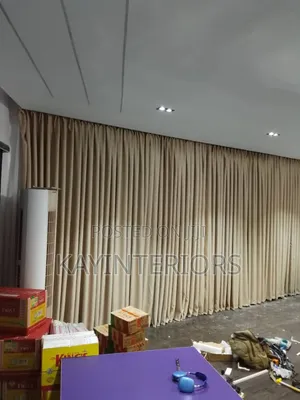 Automated Beige Turkish Curtains With Accessories and Remote Control