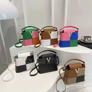 Colour Block Women Tote Bag With v-Shaped Crossbody/Shoulder Bag