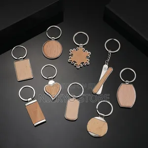 A Dozen Premium Wooden Stainless Steel Keychain