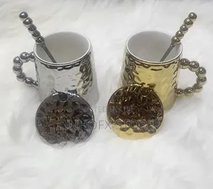 Luxury Fancy Ceramic Mug With Lid And Spoon