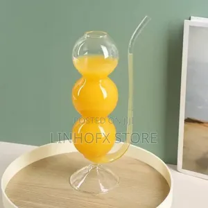 New Creative Bubble Glass Cup With Straw 
For Wine,Water And Juice