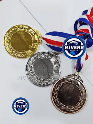 Metal Award Medals With Neck Ribbon Gold Silver Bronze Style