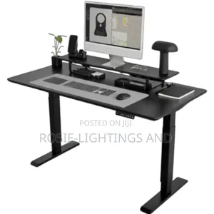 Electric Adjustable Table With Monitor Riser Desk Mat - Black - 1.2m