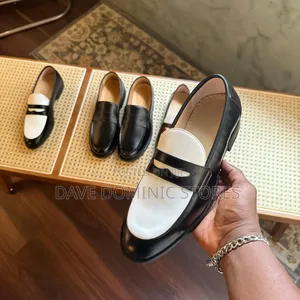 Two Tone White and Black Penny Loafers