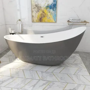 White And Grey Acrylic Bathtub