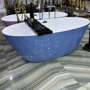 75x180cm White And Blue Acrylic Bathtub
