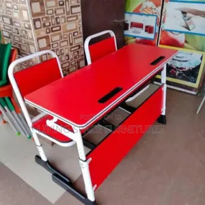 Adjustqble Double Wooden Student Table With Chairs