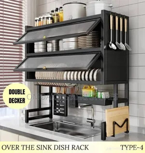 Double and Single Over the Sink Dish Drainer With Cover