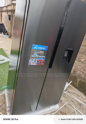 Black Metal Door Polystar 520l Inverter Side-by-Side Refrigerator