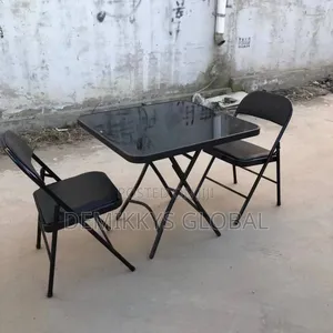 Tempered Glass Table Cushioned Leather Chair 2 Set
