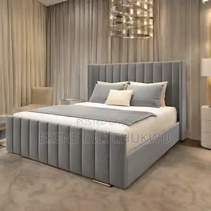 Luxury Upholstered Bed Frame With Vertical Panel Design