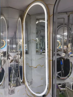 60x150 Oval Shaped Mirror With Gold Frame