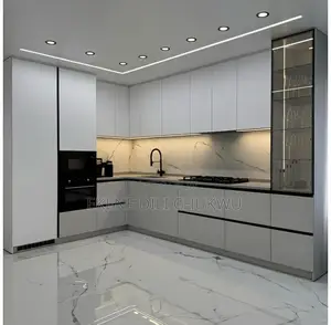 “Modern High-Gloss Kitchen Cabinets With Led Lighting Profile Doors