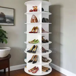 7-Tier, 360-Degree Rotating Shoe Rack Tower.