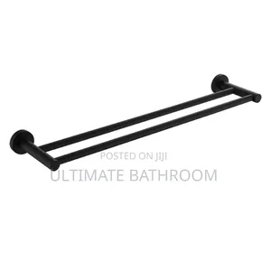 60cm Black Double Towel Rail