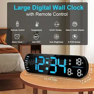 13.7" Digital Wall Clock Large Display With Remote Control