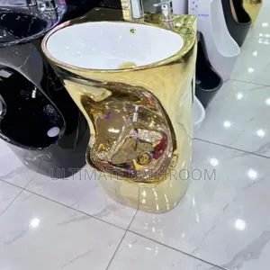 White And Gold Wudu Ablution Basin