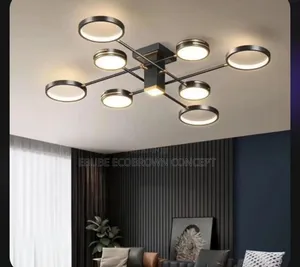 Modern Technology Luxe Chandelier Led Ceiling Fitting Light Black Gold