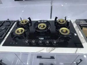 High Quality in-Built Gas Cooker With 5 Brass Burners 8mm Glass