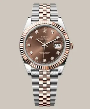 Rolex Date-Just Steel Rose Gold Diamonds Chocolate Dial Watch