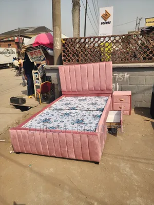 4.5by6 Pink Coloured Upholstery Padded Bed Frame