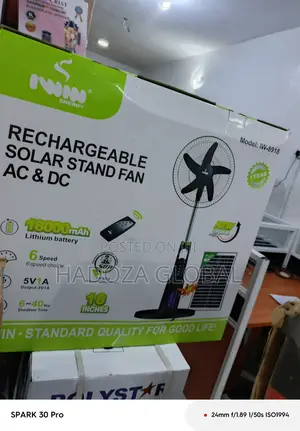 Iwin Standing Fan 18 Inch Solar Rechargeable