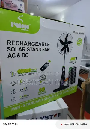 Iwin Solar Rechargeable Fan – 18 Inch Size