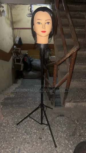 Tripod Stand With Female Mannequin Head With Hair