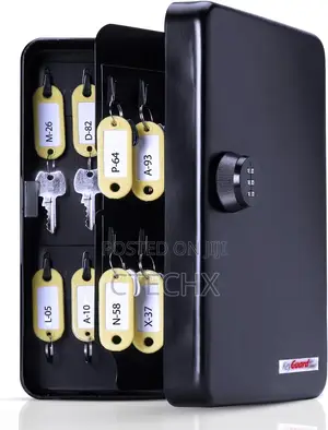 Secure Key Box With Combination Lock. Key Cabinet, 20 Hook, Black