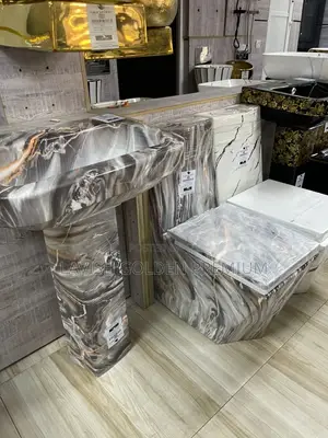Marble Glossy Wc Set With Standing Basin