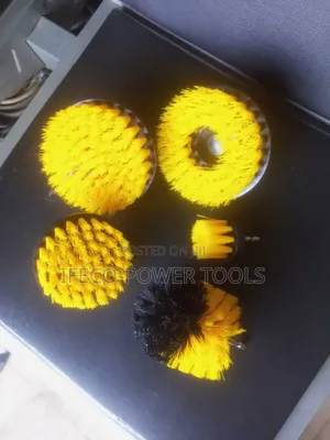 Medium-Duty Yellow Drill Brush. This Type Brush Attached to a Cordless