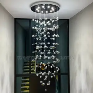 Modern Floating Bubble Globe Cascade Glass Cluster Chandelier Light