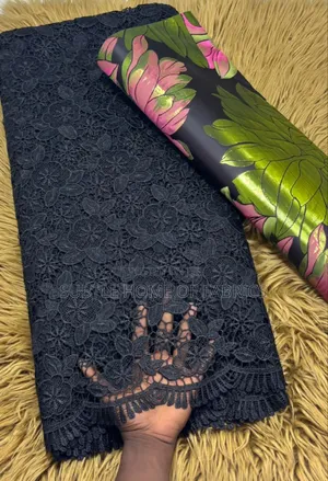 Luxury Black Lace With Matching Gele for Elegant Women