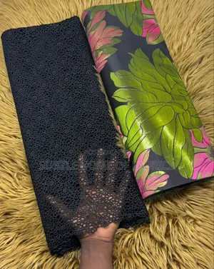 Luxury Black Lace With Matching Gele for Elegant Women