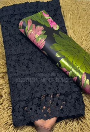 Luxury Black Lace With Matching Gele for Elegant Women