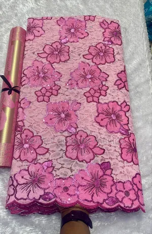 Luxury Lace Gele Combo in Green, Pink, Purple Gold