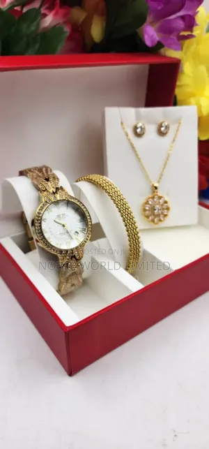 Female Gold Watch+ Jewelry Set (Valentine Gift Idea)