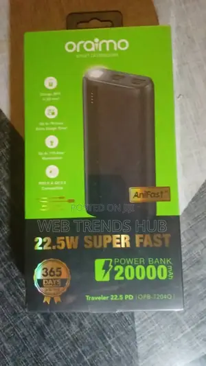 Oraimo 20,000mah 22.5w Super Fast Power Bank + Free Type-C Cable