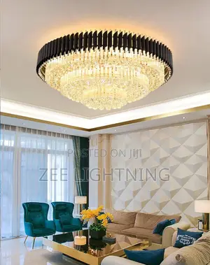 600mm Led/Bulb Round Crystal Black Pipe Chandelier